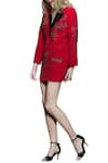 Shahin Mannan_Red Embroidered Blazer Dress  _Online_at_Aza_Fashions