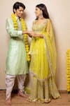 Buy_Gopi Vaid_Yellow Cotton Silk Peplum Tunic Sharara Set_Online_at_Aza_Fashions