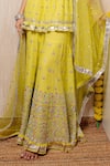 Gopi Vaid_Yellow Tunic And Sharara Cotton Silk Dupatta Net Peplum Set  _at_Aza_Fashions