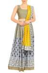 Buy_Soup By Sougat Paul_Blue Satin U Neck Printed Lehenga Set _at_Aza_Fashions