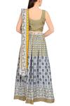 Shop_Soup By Sougat Paul_Blue Satin U Neck Printed Lehenga Set _at_Aza_Fashions