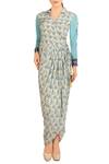 Buy_Soup by Sougat Paul_White Printed Dhoti Dress For Women_at_Aza_Fashions