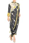 Buy_Soup by Sougat Paul_Yellow Charcoal Grey And Printed Saree With Jacket For Women_at_Aza_Fashions