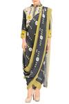 Soup by Sougat Paul_Yellow Charcoal Grey And Printed Saree With Jacket For Women_Online_at_Aza_Fashions