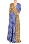 Buy_Soup by Sougat Paul_Blue Printed Layered Dress For Women_at_Aza_Fashions