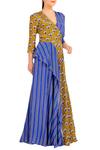 Soup by Sougat Paul_Blue Printed Layered Dress For Women_Online_at_Aza_Fashions
