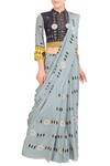 Buy_Soup By Sougat Paul_Grey Crepe Pre-draped Saree With Blouse _at_Aza_Fashions