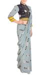 Soup By Sougat Paul_Grey Crepe Pre-draped Saree With Blouse _Online_at_Aza_Fashions