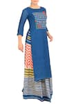 Soup by Sougat Paul_Blue Crepe Kurta With Maxi Skirt  _Online_at_Aza_Fashions