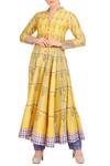 Buy_Soup by Sougat Paul_Yellow Flared Anarkali With Pants _at_Aza_Fashions