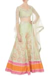 Buy_Neeta Lulla_Green Raw Silk Sequin Embellished Lehenga Set_at_Aza_Fashions