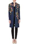 Shop_Aqube by Amber_Blue Embroidered Denim Front Open Jacket_Online_at_Aza_Fashions