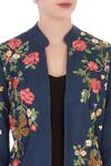 Aqube by Amber_Blue Embroidered Denim Front Open Jacket_at_Aza_Fashions
