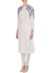 Buy_Aqube by Amber_White Linen Embroidered Gara Jewel Neck Kurta For Women_Online_at_Aza_Fashions