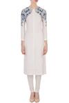 Shop_Aqube by Amber_White Linen Embroidered Gara Jewel Neck Kurta For Women_Online_at_Aza_Fashions