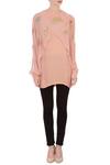 Shop_Aqube by Amber_Pink Georgette Embroidered Floral Jewel Neck Cape Tunic For Women_Online_at_Aza_Fashions