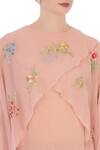Aqube by Amber_Pink Georgette Embroidered Floral Jewel Neck Cape Tunic For Women_at_Aza_Fashions