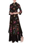 Buy_Aqube by Amber_Black Floral Embroidered Jacket And Flowy Pants_at_Aza_Fashions