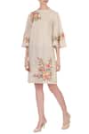 Buy_Aqube by Amber_Beige Linen Embroidered Short Dress_at_Aza_Fashions