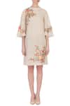 Shop_Aqube by Amber_Beige Linen Embroidered Short Dress For Women_Online_at_Aza_Fashions