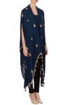 Aqube by Amber_Blue Georgette Silk Embroidered Mirror V Knot Style Tassel Cape Tunic For Women_Online_at_Aza_Fashions
