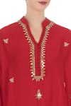 Aqube by Amber_Red Georgette Silk Embroidered Mirror Work Asymmetrical Cape Tunic For Women_at_Aza_Fashions