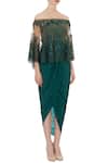 Aqube by Amber_Green Draped Dress With Net Cape_Online_at_Aza_Fashions