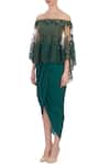Buy_Aqube by Amber_Green Draped Dress With Net Cape_Online_at_Aza_Fashions