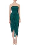 Shop_Aqube by Amber_Green Draped Dress With Net Cape_Online_at_Aza_Fashions