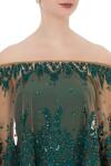Aqube by Amber_Green Draped Dress With Net Cape_at_Aza_Fashions