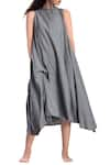 Buy_MATI_Grey Striped Paneled Asymmetrical Dress_at_Aza_Fashions