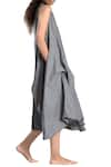 MATI_Grey Striped Paneled Asymmetrical Dress_Online_at_Aza_Fashions