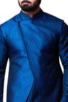Kunal Anil Tanna_Blue Spun Silk Patchwork Asymmetric Bundi And Kurta Set  _Online_at_Aza_Fashions