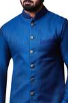 Kunal Anil Tanna_Blue Spun Silk Self Textured Bundi And Kurta Set  _Online_at_Aza_Fashions