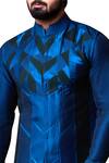 Kunal Anil Tanna_Blue Spun Silk Patchwork Jacket Set  _Online_at_Aza_Fashions
