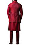 Shop Kunal Anil Tanna Maroon Spun Silk Patchwork Bundi And Slit Kurta Set at Aza Fashions Shop_Kunal Anil Tanna_Maroon Spun Silk Patchwork Bundi And Slit Kurta Set _at_Aza_Fashions
