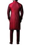 Shop_Kunal Anil Tanna_Maroon Spun Silk Patchwork Bundi Kurta Set _at_Aza_Fashions