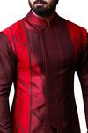 Kunal Anil Tanna_Maroon Spun Silk Patchwork Bundi Kurta Set _Online_at_Aza_Fashions