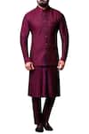 Buy_Kunal Anil Tanna_Purple Spun Silk Textured Bundi And Kurta Set_at_Aza_Fashions