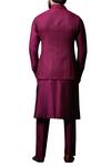 Shop_Kunal Anil Tanna_Purple Spun Silk Textured Bundi And Kurta Set_at_Aza_Fashions