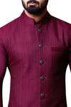 Kunal Anil Tanna_Purple Spun Silk Textured Bundi And Kurta Set_Online_at_Aza_Fashions