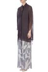 Buy_Urvashi Kaur_Grey Silk Collared Neck Striped Top And Printed Palazzo For Women_Online_at_Aza_Fashions