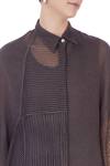Urvashi Kaur_Grey Silk Collared Neck Striped Top And Printed Palazzo For Women_at_Aza_Fashions