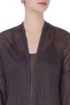 Urvashi Kaur_Black Linen Silk Plain Jacket For Women_at_Aza_Fashions