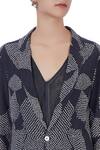 Urvashi Kaur_Grey Woven Shibori Tie-dye Notched Collar Cotton Jacket And Skirt Set For Women_at_Aza_Fashions