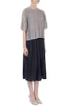 Urvashi Kaur_Black Silk Linen Woven Round Neck Pleated Skirt Set For Women_Online_at_Aza_Fashions
