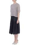 Buy_Urvashi Kaur_Black Silk Linen Woven Round Neck Pleated Skirt Set For Women_Online_at_Aza_Fashions