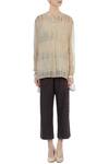 Shop_Urvashi Kaur_Beige Sheer Silk Woven Tie And Asymmetric Tunic And Textured Pant Set For Women_Online_at_Aza_Fashions