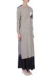 Urvashi Kaur_Grey Round Handwoven Cotton Kurta Set For Women_Online_at_Aza_Fashions