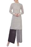 Buy Urvashi Kaur Beige Silk Linen, Handwoven Cotton Band Collar Chequered Tunic And Palazzo Set at Aza Fashions Buy_Urvashi Kaur_Beige Silk Linen, Handwoven Cotton Band Collar Chequered Tunic And Palazzo Set _at_Aza_Fashions